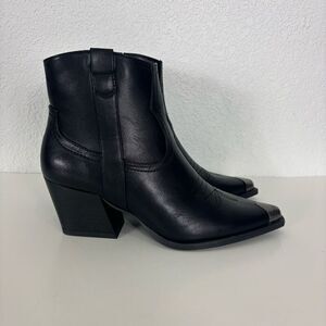 New Sophia Taylor Black Pointed Toe Western Heeled Ankle Booties Size 9 -Runs Sm